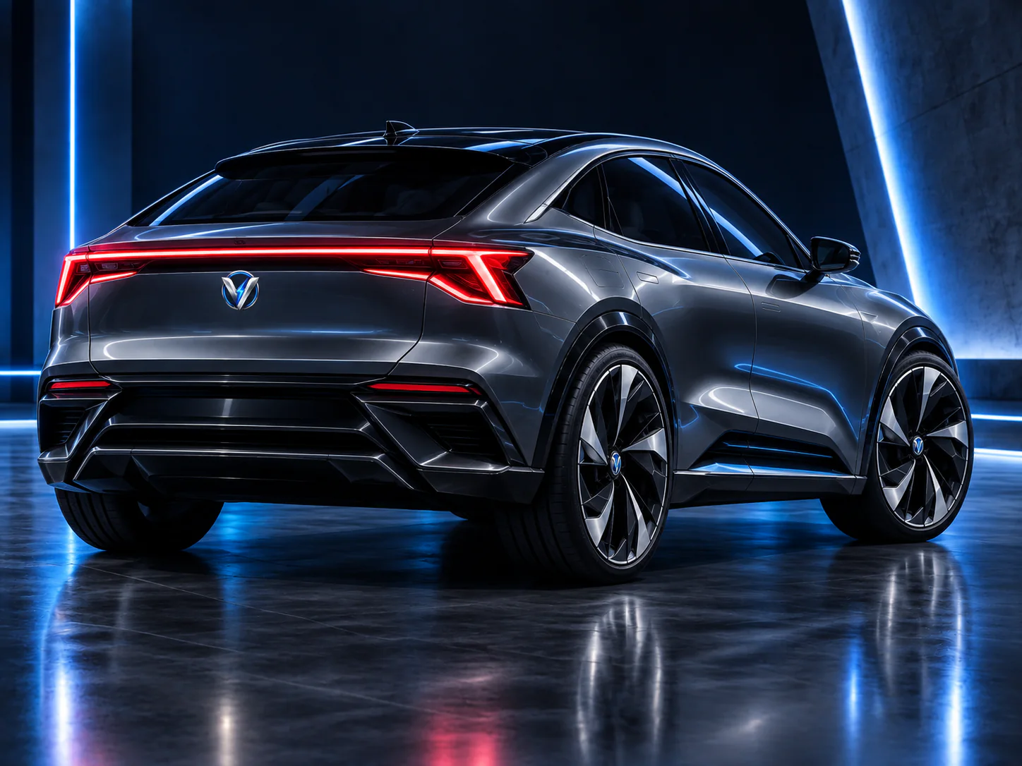 VoltDrive Meridian rear three-quarter exterior view