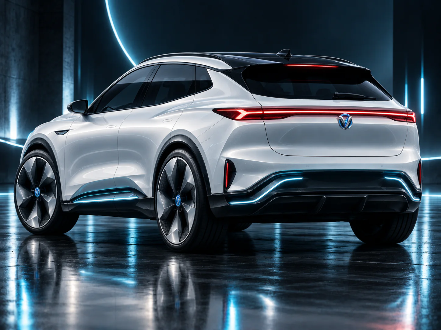 VoltDrive Zephyr rear three-quarter exterior view