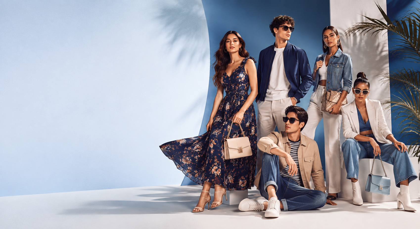 ShopEase Fashion campaign — layered seasonal styling in warm neutrals